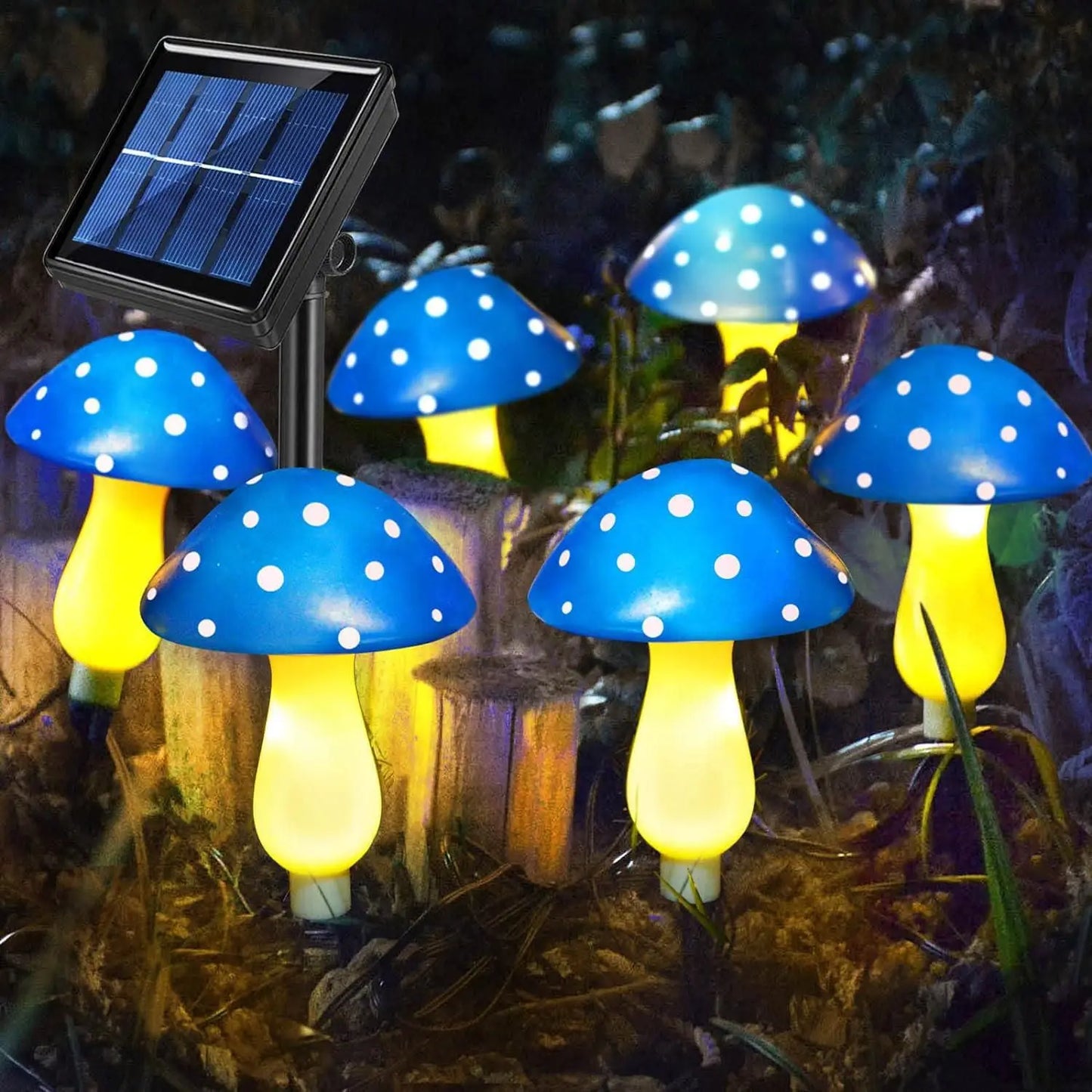 Solar Cute Mushroom String Light 8 Mode Lighting Effect Outdoor Waterproof Courtyard Garden Lawn Christmas Decor Landscape Light