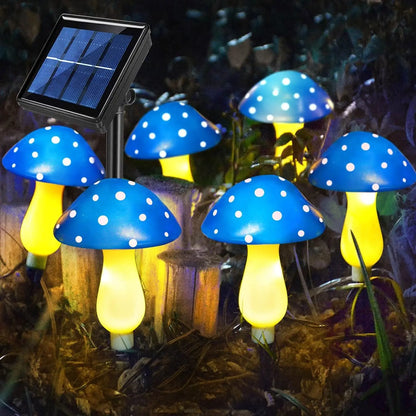 Solar Cute Mushroom String Light 8 Mode Lighting Effect Outdoor Waterproof Courtyard Garden Lawn Christmas Decor Landscape Light
