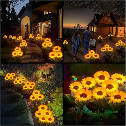 1/3 Head LED Solar Light Sunflower Outdoor Waterproof Garden Lawn Wedding Christmas Party Decoration Solar Powered Garland Light