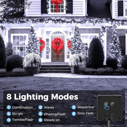 LED Solar String Lights 300/200 LED 8 Modes Solar Powered Xmas Outdoor Garden Lights Waterproof Starry Christmas Fairy Lights