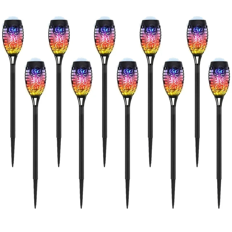 1/2/4/6/8/10Pcs Solar Flame Torch Lights Flickering Light Waterproof Garden Decoration Outdoor Lawn Path Yard Patio Floor Lamps