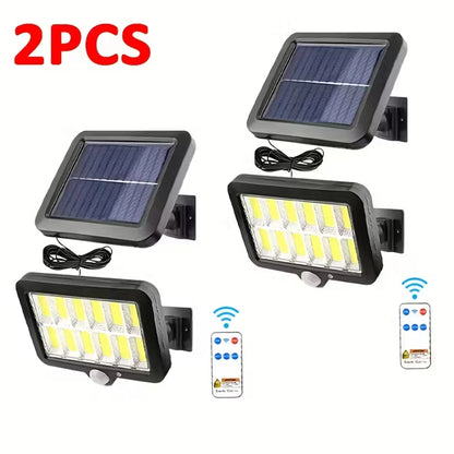 120 COB Solar Wall Lamp Motion Sensor Led Solar Lights 3 Modes with Remote Control Outdoor Waterproof Lamp for Garden Yard Decor