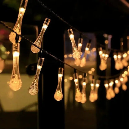 1PC LED Solar Water Drop String Lights,Outdoor Waterproof Fairy Lights,Decoration Lamp For Garden,Lawn,Courtyard,Balcony&Wedding