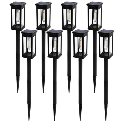 Outdoor Solar Aisle Lights 8 Pack Garden Waterproof Auto On/Off for Lawn Terrace Walkway Driveway Decoration Landscape Lighting
