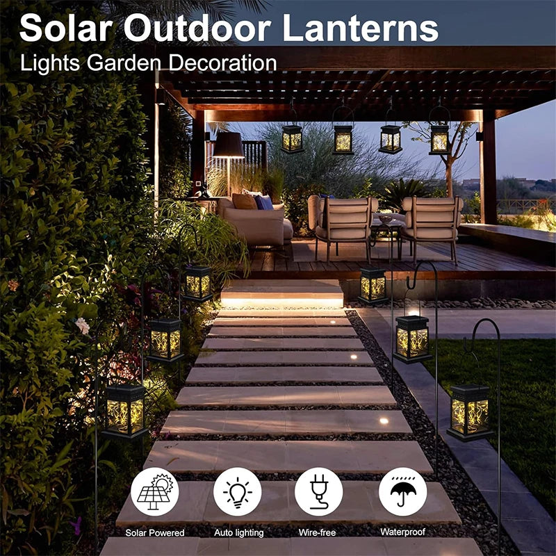 Solar Garden Lantern, Waterproof Outdoor Table Lamp, LED Decorative Hanging Lights For Patio, Yard, Landscape