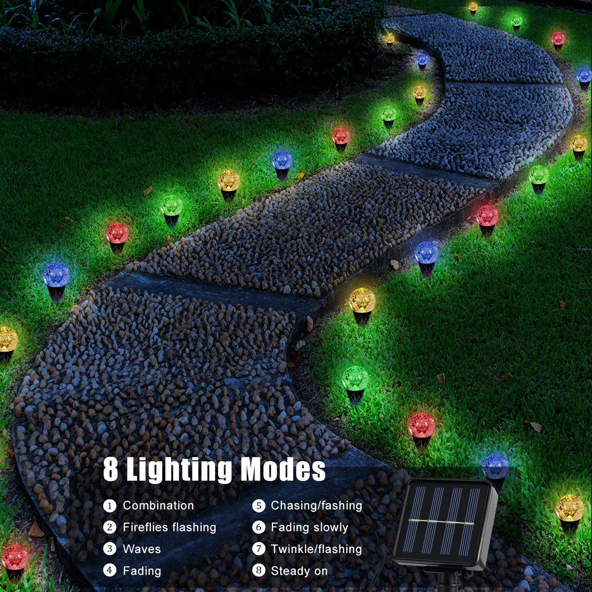 Solar Lights Outdoor Crystal ball Underground Lamp 8 Modes Spotlight Buried Solar Light for Home Garden Lawn Yard Decoration