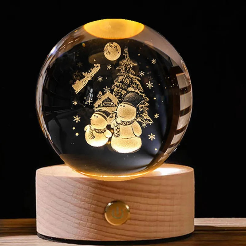 LED Crystal Ball Decoration Astronomy Solar System Planets Moon Astronaut Glass Globe Home Decorations Christmas Birthday Gifts