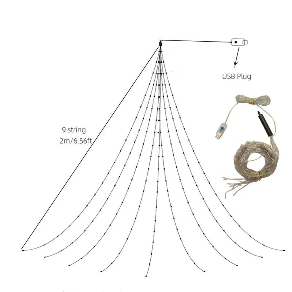 Waterproof String Light Solar Christmas Decorations 2M Led Waterfall Tree Fairy LampCamping Holiday Lights