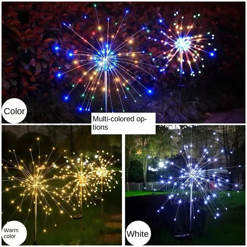 60 LED Solar Power Firework Lights Garden Decoration Fairy Lights Waterproof Outdoor Dandelion Lawn Lamp for Patio Garden Decor