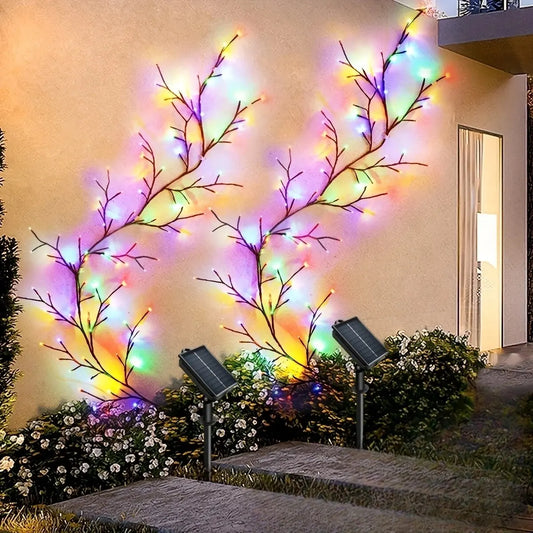 1PC 96LEDs Solar Willow Vine Lights,DIY Outdoor Waterproof String Lights,Wall Lamps For Garden,Porch,Shop,Terrace,Pathway Decor