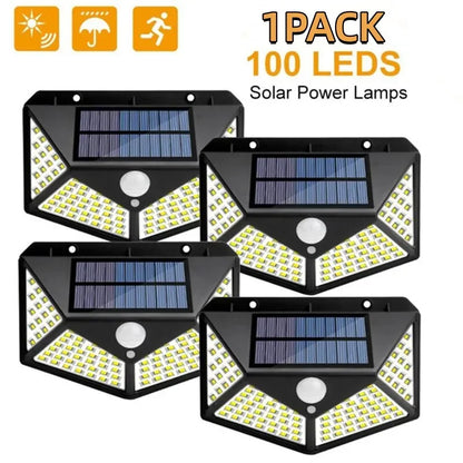 1/2/4/6Pcs 100 LED Wall Lights Outdoor Solar Lamp PIR Motion Sensor Solar Powered Sunlight Street Light for Garden Decoration