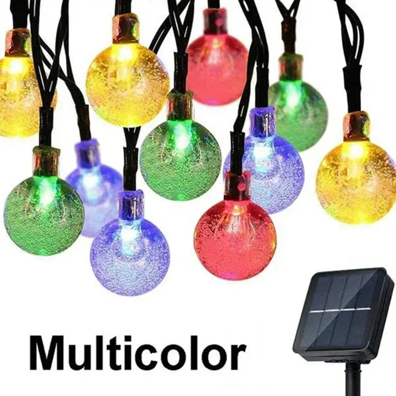Solar Fairy Lights Outdoor Warm White 8 Modes IP65 Waterproof Crystal Ball String Light for Garden, Patio, Yard, Party, Wedding