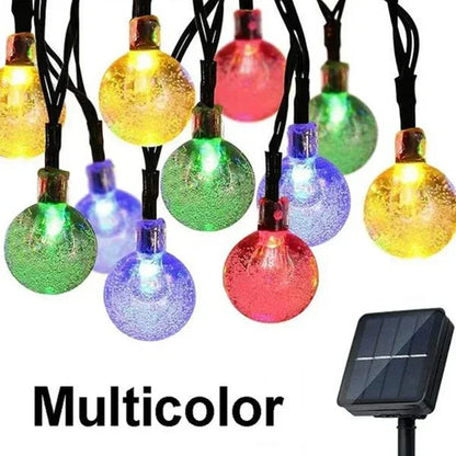 Solar Fairy Lights Outdoor Warm White 8 Modes IP65 Waterproof Crystal Ball String Light for Garden, Patio, Yard, Party, Wedding