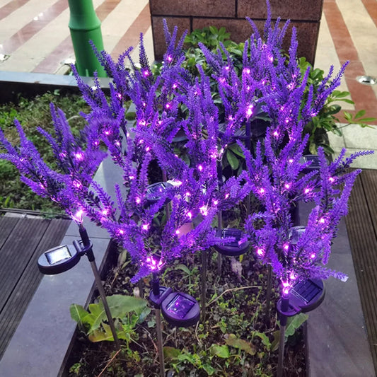 Solar Powered Simulation Lavender Floor Lamp, Outdoor Waterproof Lawn and Courtyard Lighting Lamp