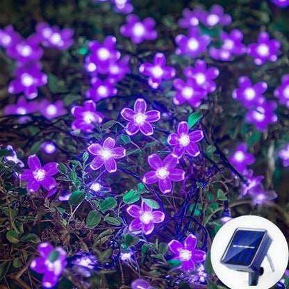 Solar Cherry Garden Flower LightsBattery-operated Garland Solar Outdoor Waterproof Lawn Pathway Christmas Decoration 2025
