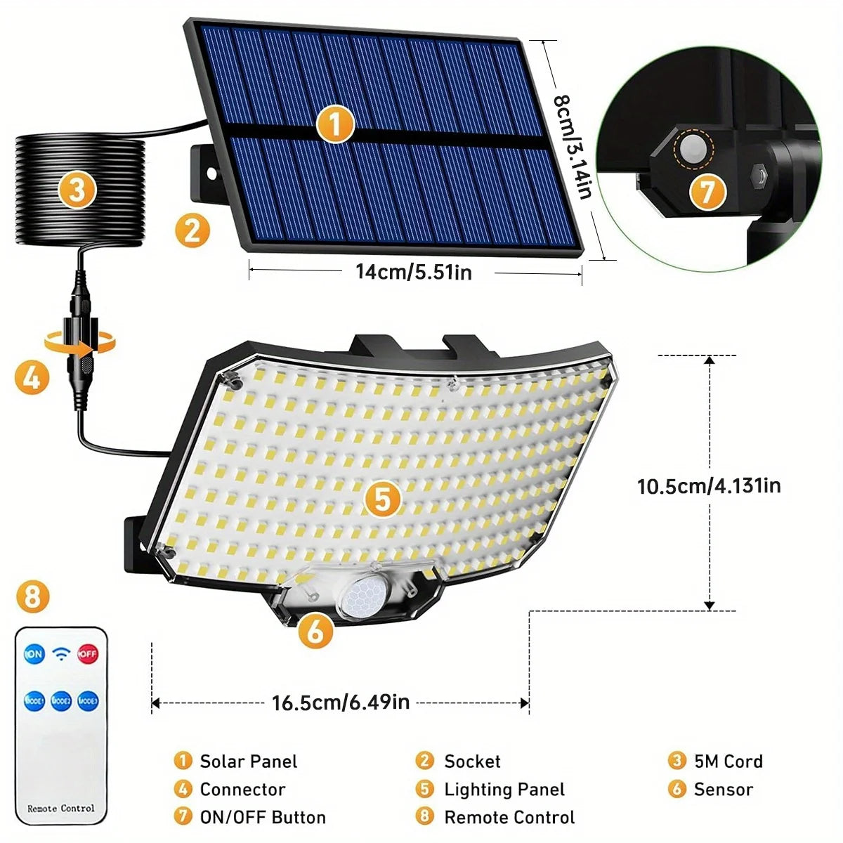 234-LED Solar Security Light Motion IR Sensors & IP65 Weatherproof Auto Dusk-to-Dawn for Garages Garden Parties & Emergency