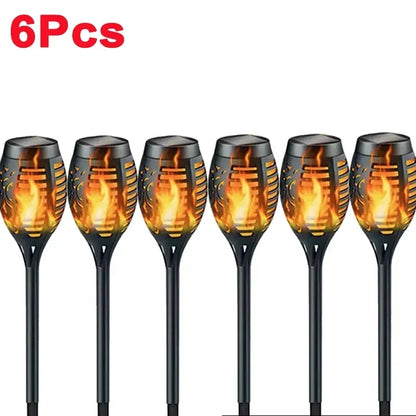 1/2/4/6/8/10/12Pcs Solar Flame Torch Light Flickering Light Waterproof Garden Decoration Outdoor Lawn Path Yard Patio Floor Lamp
