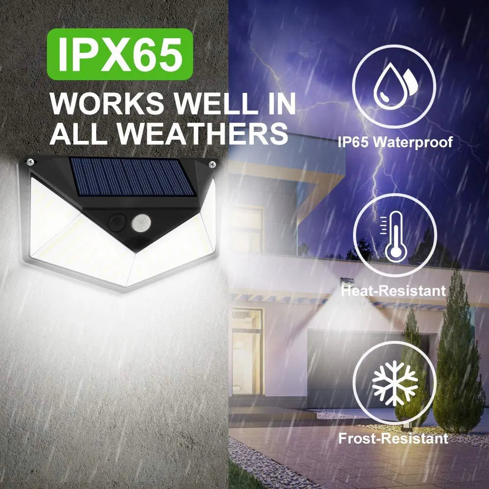 220LED Solar Light Outdoor 1-4PCS Solar Wall Lamp Human Body Sensor 3Mode Waterproof Garden Decor Street Lights Sunlight Powered