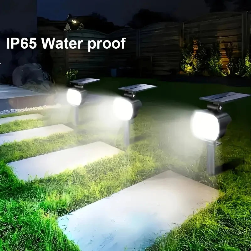 Solar 74 LED Lawn Light 1500mAh 3 Color Temperature Option, with Light Sensor for Uplighting Trees Statues 2/4/6pcs Solar Lamp