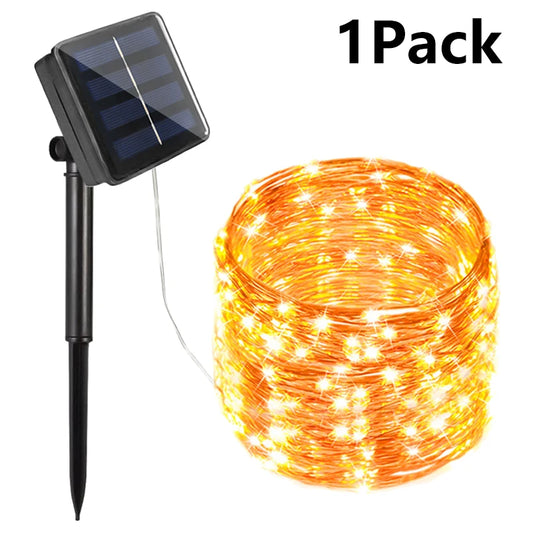 Solar Powered Fairy Lights 7M 12M 22M 32M Outdoor Waterproof LED String Lights 8 Modes for Garden Patio Tree Decor