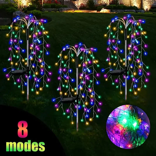 200 LED Solar String Lights 8 Lighting Modes Weatherproof Waterproof Outdoor Garden Patio Decor Warm White Bulbs Automatic