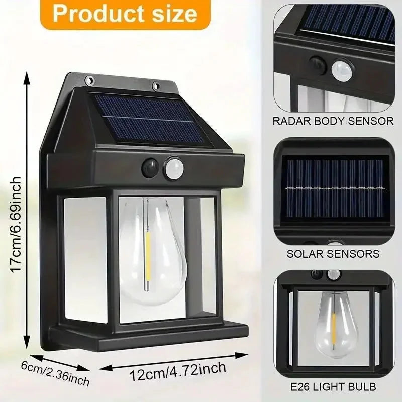 Powerful Outdoor Solar Lamp Garden Solar Powered light with Motion Sensor Waterproof Led Lighting External Decoration Warm White