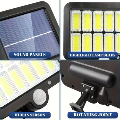 120 COB Solar Light with Remote Control Outdoor Waterproof Solar Powered Lamp Motion Sensor Lights 3 Modes for Garden Yard Decor