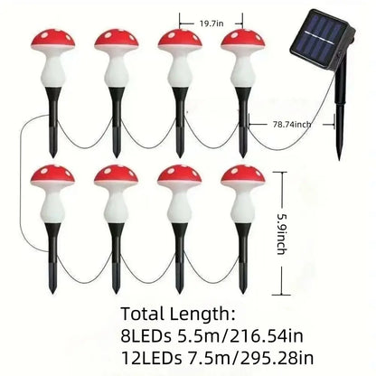 1PC Solar Mushroom Path Lights,8 Modes Outdoor Waterproof LED Lamp,Landscape Lights For Garden,Lawn,Yard,Pathway,Terrace Decor