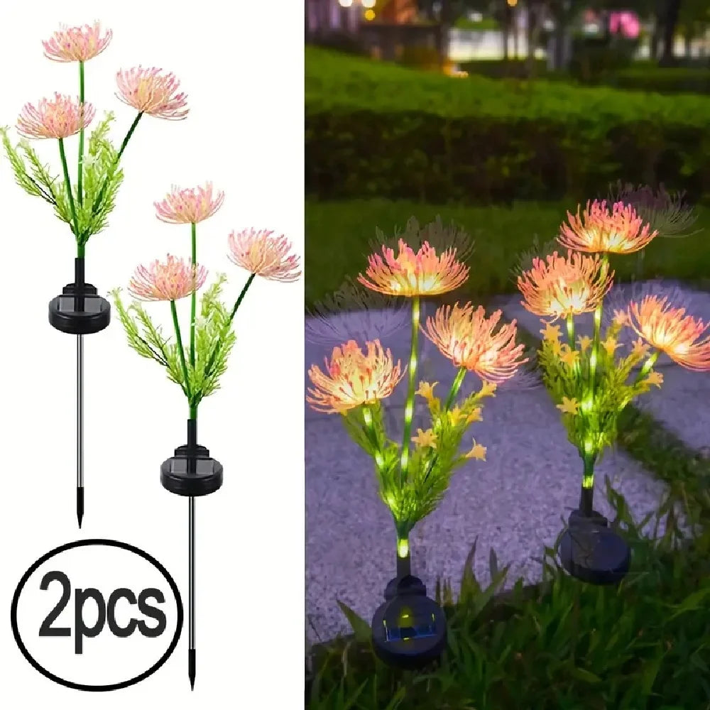 2PCS Solar Bian Flower LED Garden Lights,Waterproof Outdoor Lawn Lamp,Landscape Decoration for Villa,Balcony,Courtyard,Garden