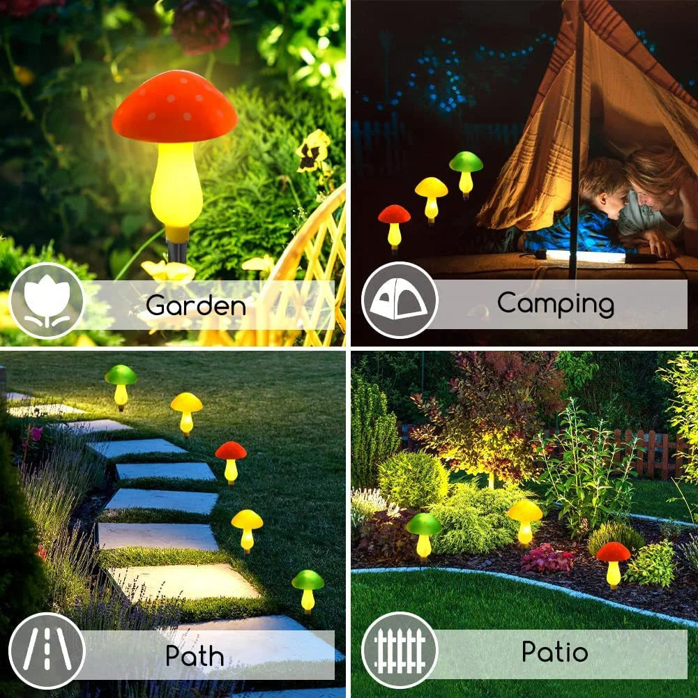 Solar Cute Mushroom String Light 8 Mode Lighting Effect Outdoor Waterproof Courtyard Garden Lawn Christmas Decor Landscape Light