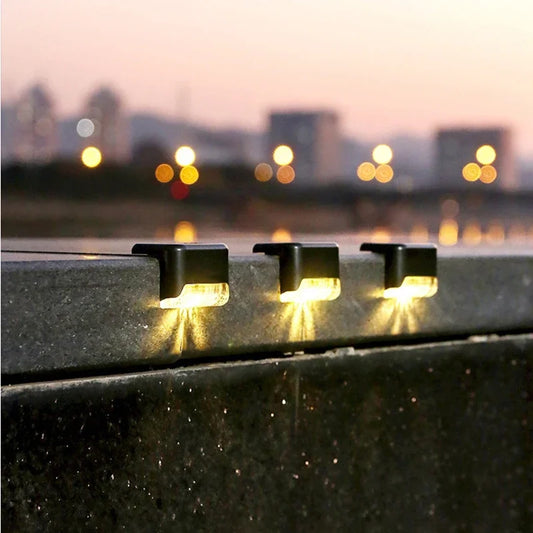 2psLED Solar Stair Lamp Powered Outdoor Lighting Waterproof Railings Steps Solar Light Yard Fences Garden Wall Decora Lights