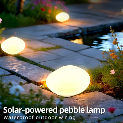 Solar Pebble Faux Stone Lawn Light LED Outdoor Garden Lamp Semi-Flush Mount for Pathways Yard Decor Garden Illumination Lighting