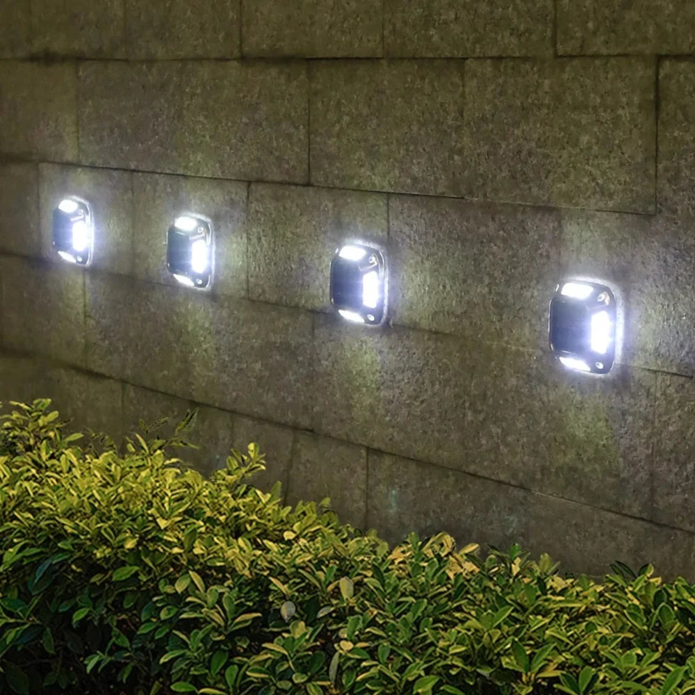 4PCS Solar Dock Lights 8LEDs Deck Driveway Light Outdoor Waterproof Wireless for Path Warning Garden Walkway Sidewalk Steps Deco