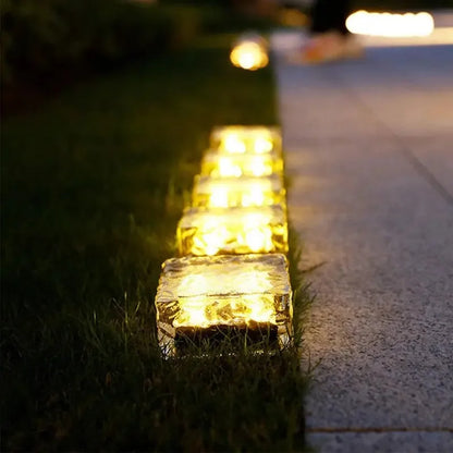 1PC Solar Ice Brick Lights IPX44 LED Paver Lights Outdoor Rock Brick Landscape Lamp for Garden Yard Pathway Patio Decor 4x4 Inch
