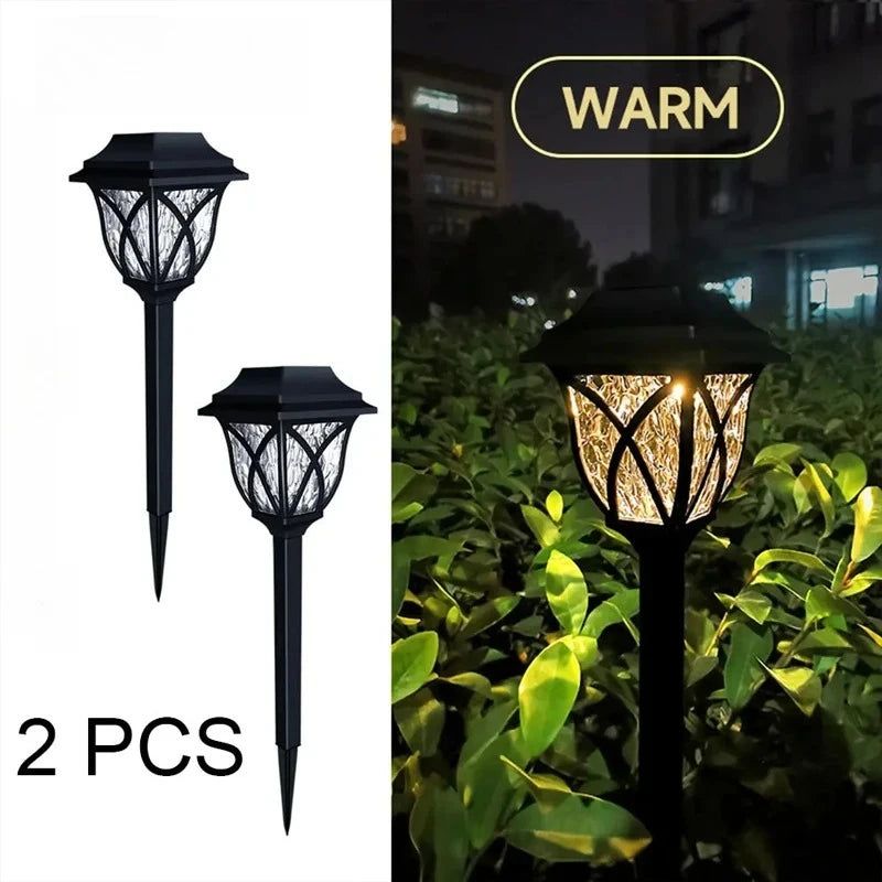 Led Solar Lawn Lights Outdoor Lamp Waterproof Warm Light Garden Courtyard for Walkway Path Villa Landscape Lights