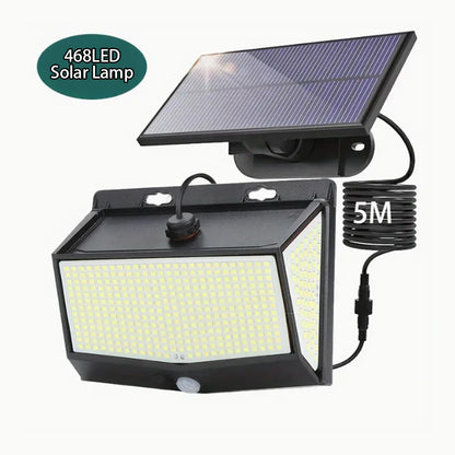 New 468 LED Solar Lights Integrated for Outdoor Garage with Motion Sensor Dusk to Dawn IP65 Waterproof, 120° Lighting Angle